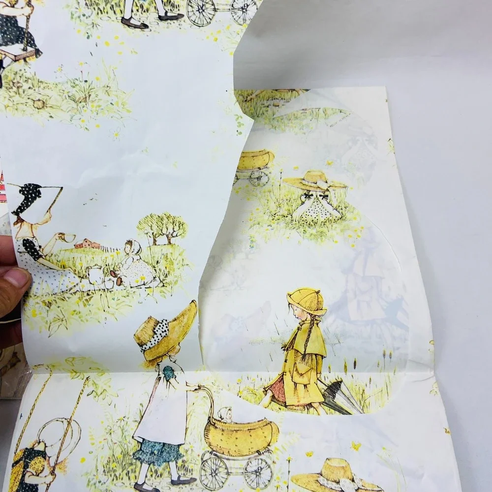 Vintage Gift Wrap Lot of 3 Holly Hobbie Hallmark Wrapping Paper Scrapbook‎